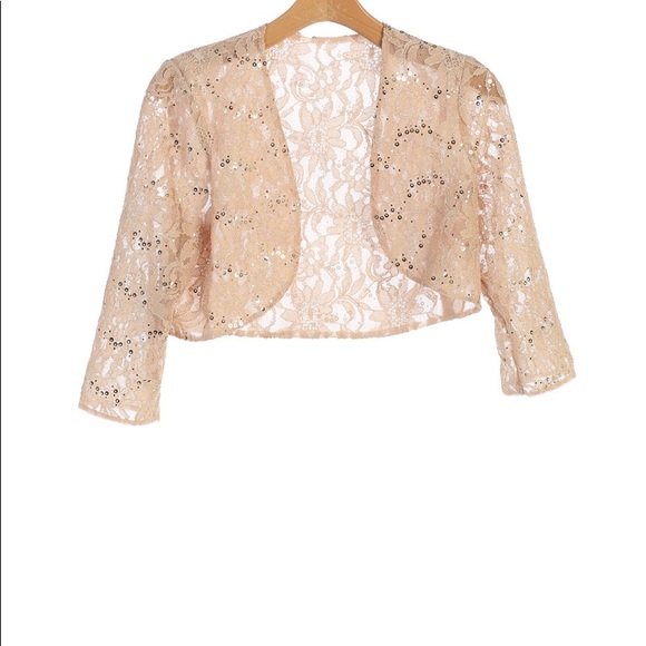 NWT Rose Pink Lace 3/4 Sleeves Bolero Jacket - Picture 4 of 5